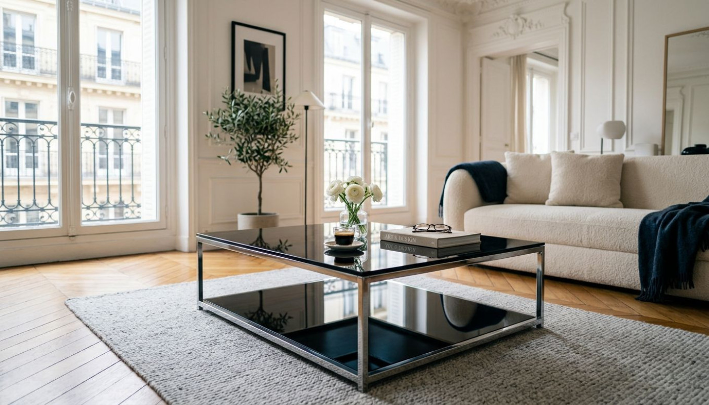 Sous le signe du design : la table basse verre métal électrise les intérieurs parisiens